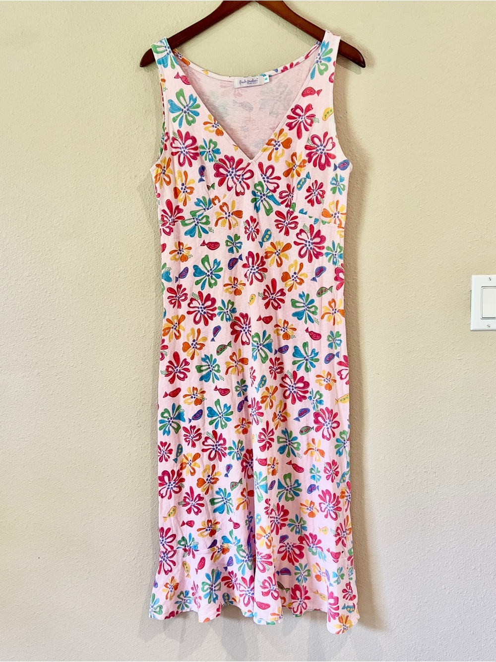 Fresh Produce Cotton Tank floral fish summer tropical graphic Dress Sz Medium